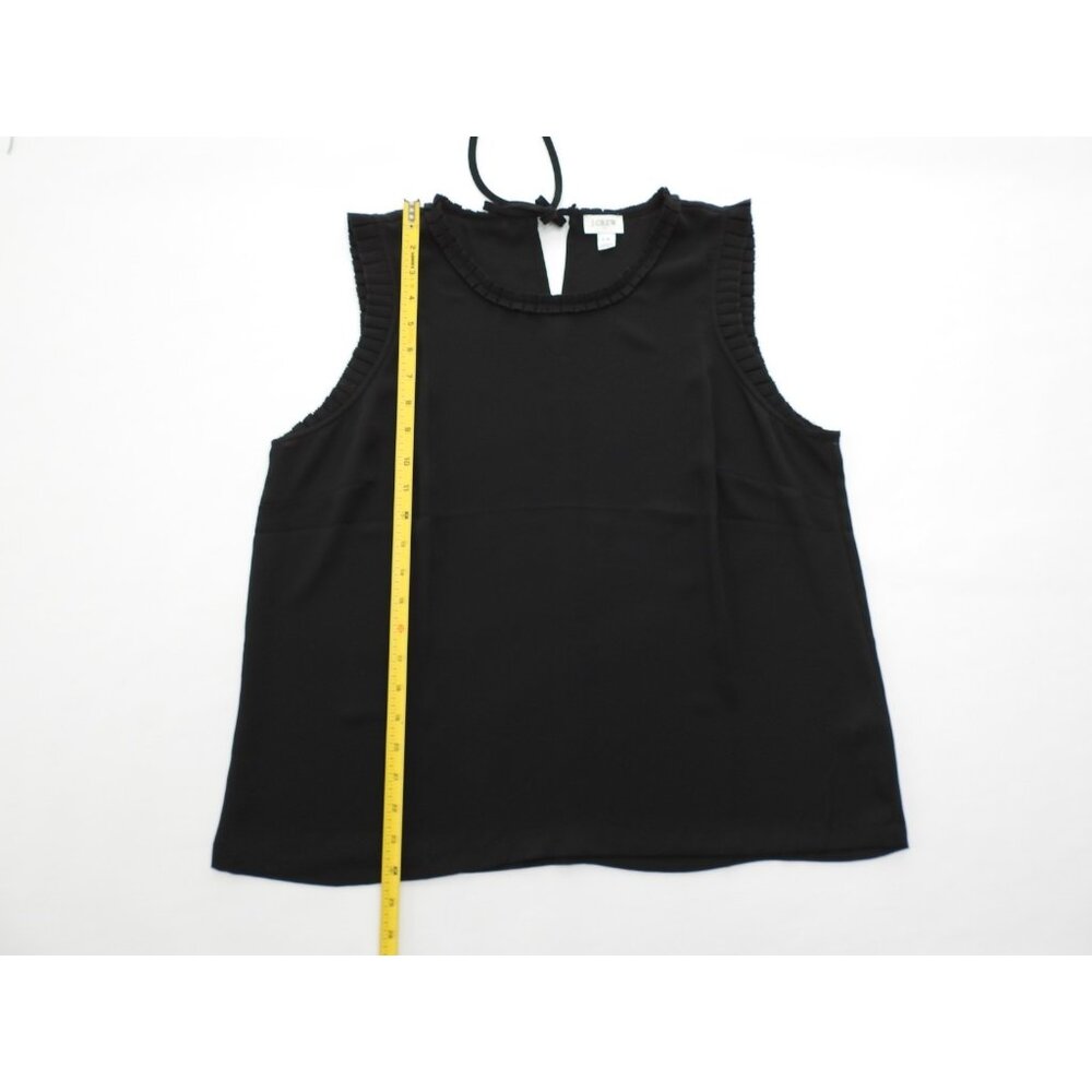 J Crew Black Sheer Lightweight Sleeveless Ruffle Trim Blouse Size 14 BusinessCas - Picture 6 of 11